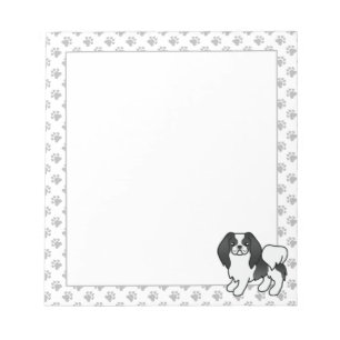Black And White Japanese Chin Cartoon Dog Notepad