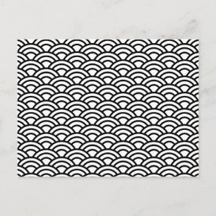 Black and White Japanese Geometric circles Postcard