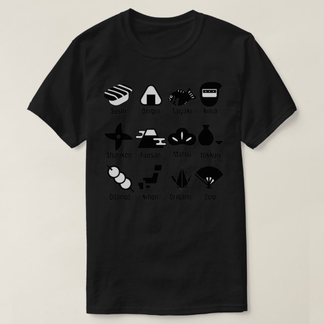 Black and white Japanese icons T-Shirt (Design Front)
