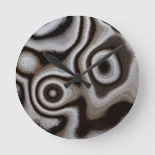Black and white Jasper stone Round Clock