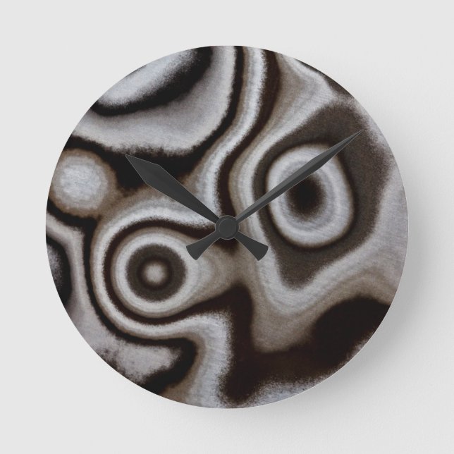 Black and white Jasper stone Round Clock (Front)