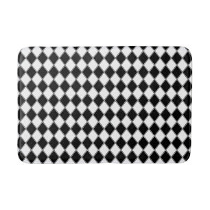 Black and White Jester Harlequin Bath Mat