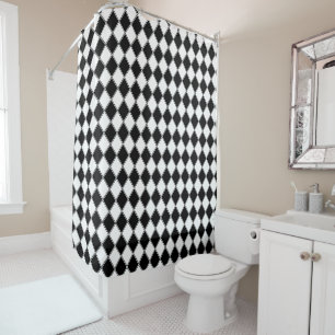 Black and White Jester Harlequin Shower Curtain