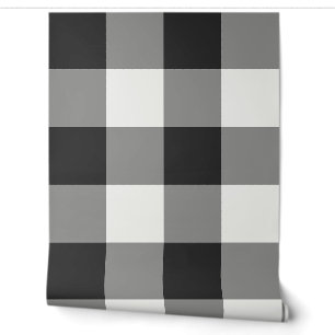 Black and White Jumbo Buffalo Check Gingham Wallpaper