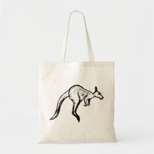 Black and White Jumping Kangaroo Sketch Tote Bag