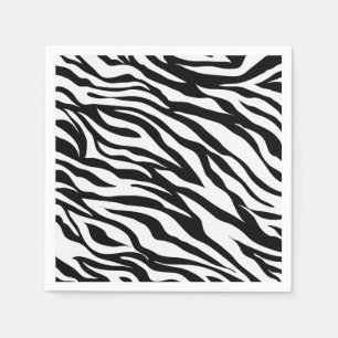 Black and White Jungle Zebra Pattern Print Napkin