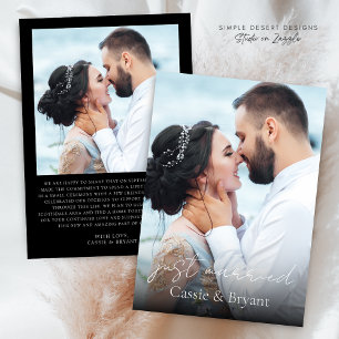 Black and White Just Married Elegant Wedding Photo Announcement