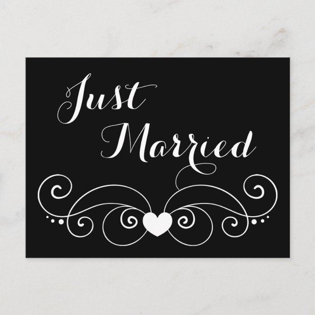 Black And White Just Married Wedding Announcement (Front)