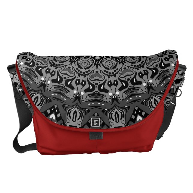 Black and White Kaleidoscope Messenger Bag (Front)
