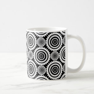 Black and White Kaleidoscope Pattern Modern Art Coffee Mug