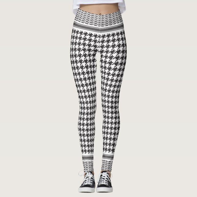 Black and White Keffiyeh Leggings (Front)