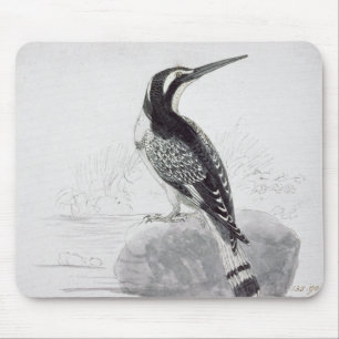Black and White Kingfisher Mouse Pad