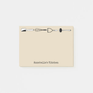 Black and White Kitchen Utensils Personalise Post-it Notes