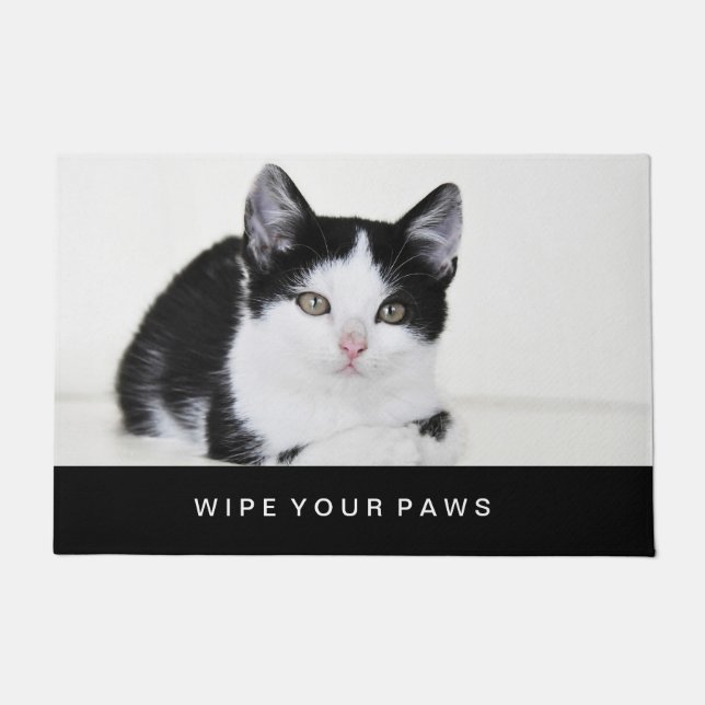Black and White Kitten Doormat (Front)