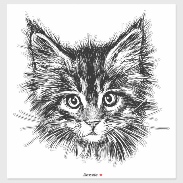 Black and White Kitten Face (Sheet)