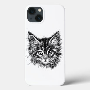 Black and White Kitten Face iPhone 13 Case