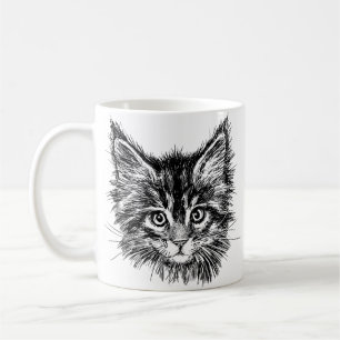 Black and White Kitten Face Coffee Mug