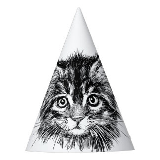 Black and White Kitten Face Party Hat