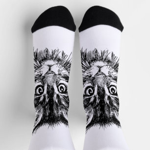 Black and White Kitten Face Socks