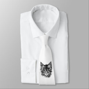 Black and White Kitten Face Tie
