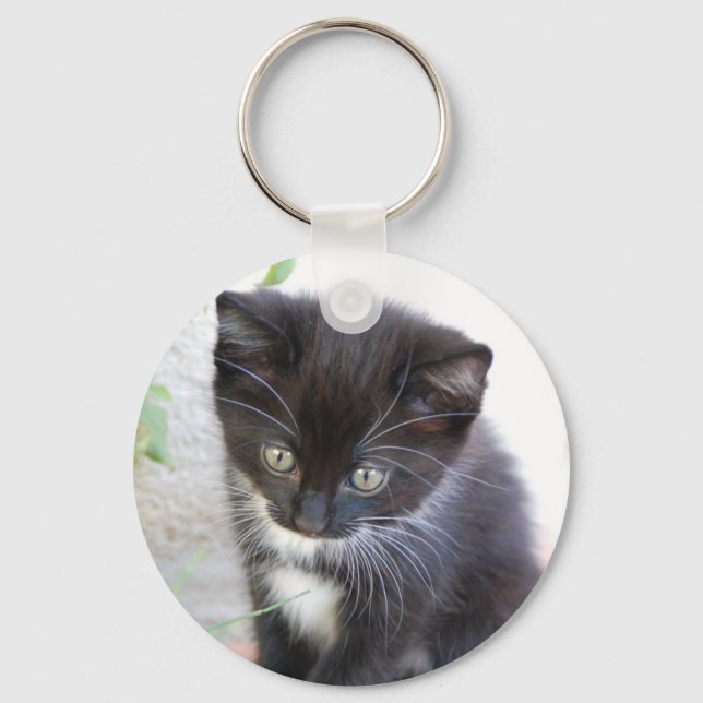Black and White Kitten Key Ring (Front)