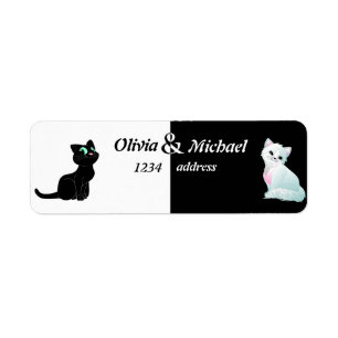 Black and white kittens return address label