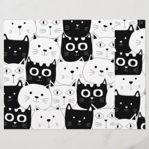 Black and White Kitty Cat Scrapbook Paper