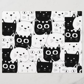 Black and White Kitty Cat Scrapbook Paper 