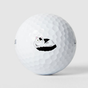 Black and white Kitty Golf Balls