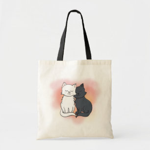 Black and White Kitty Love Tote Bag
