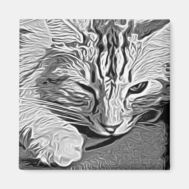 Black and White Kitty Magnet (Front)