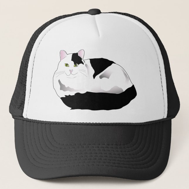 Black and white Kitty Trucker Hat (Front)