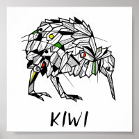 Black and white kiwi bird