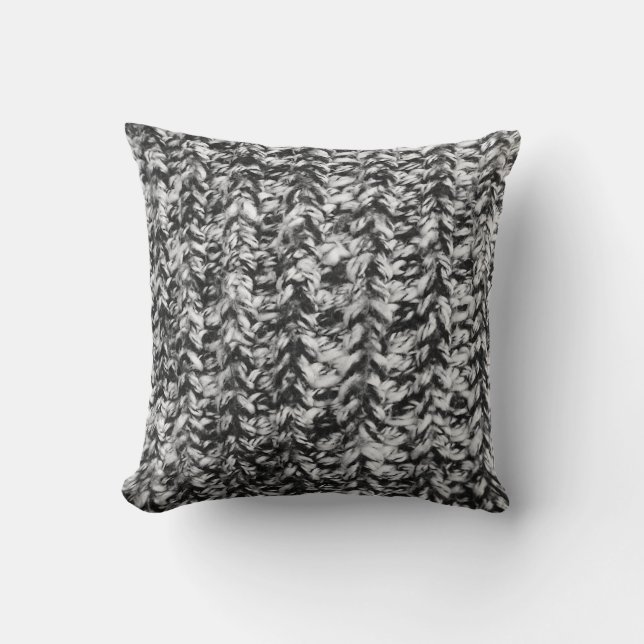 Black and white knit pattern - cushion (Front)
