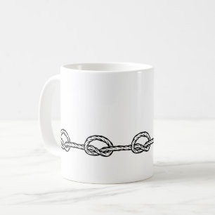 Black and white knotted rope pattern coffee mug
