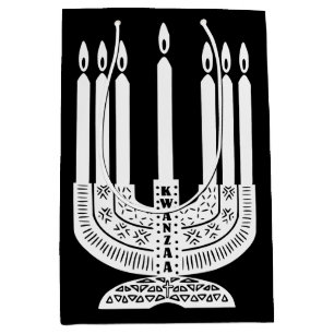 Black and White Kwanzaa Candles Medium Gift Bag