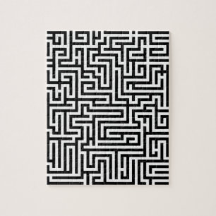 Black and white labyrinth maze jigsaw puzzle