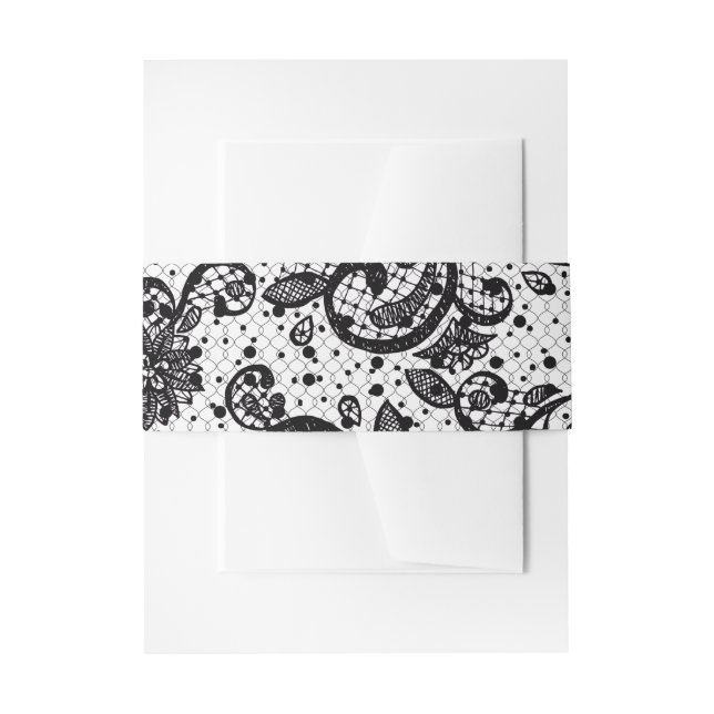 Black and White Lace Belly Band Invitation Belly Band (Front Example)
