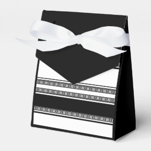 Black and white lace braid and horizontal stripes favour box