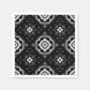 Black and white lace decorative pattern napkin