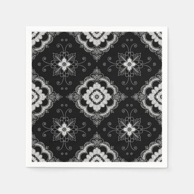 Black and white lace decorative pattern napkin (Front)