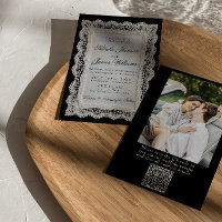 Black And White Lace Doily Photo QR Code Wedding