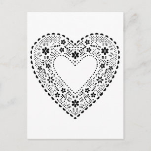 Black and White Lace Heart Postcard