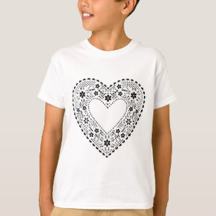 Black and White Lace Heart T-Shirt