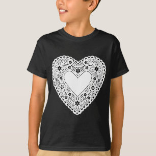 Black and White Lace Heart T-Shirt