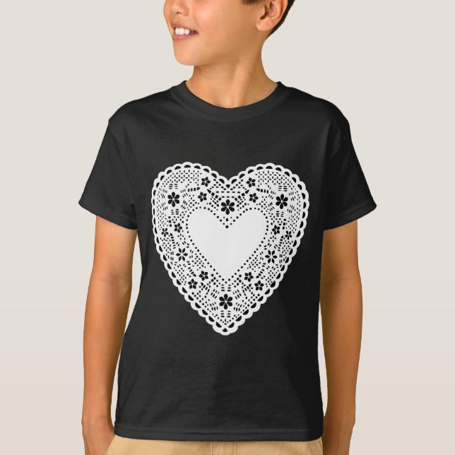 Black and White Lace Heart T-Shirt (Front)