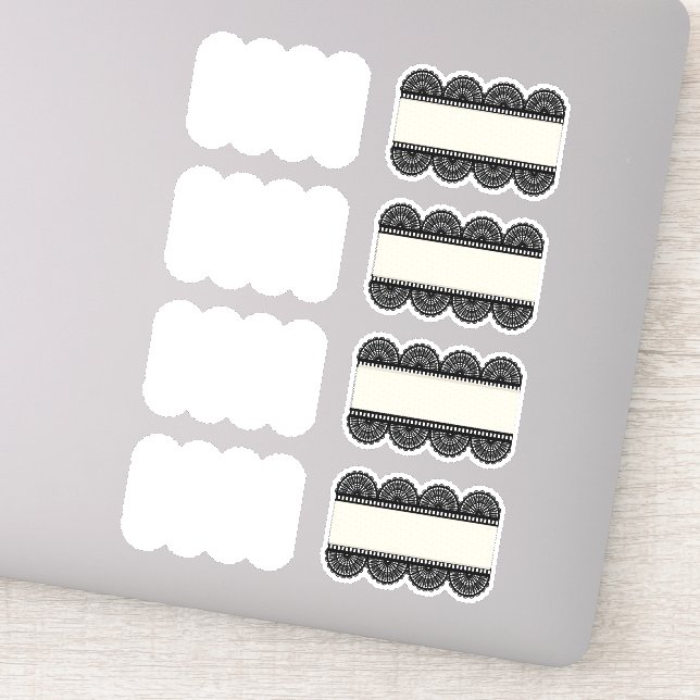 Black and White Lace Labelling Sticker Set (Detail)