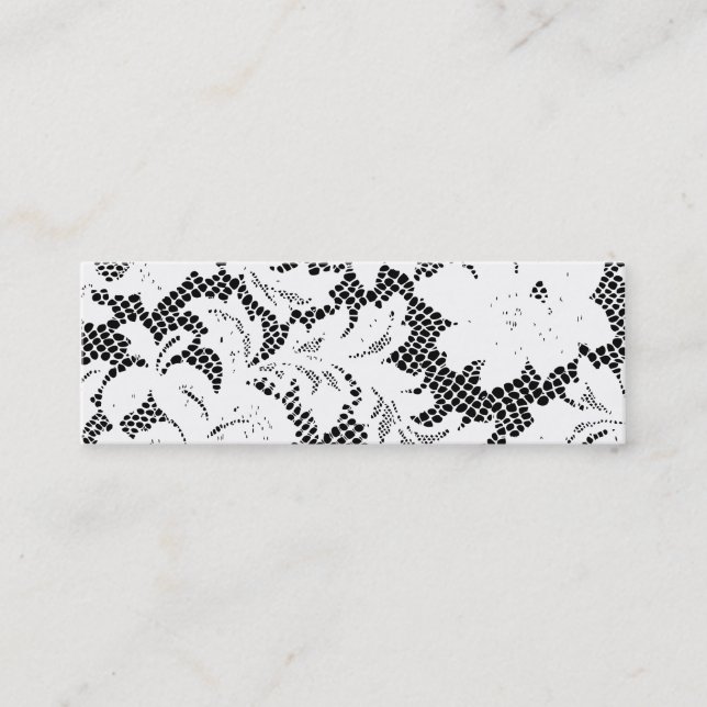 Black and White Lace Skinny Business Card Template (Front)