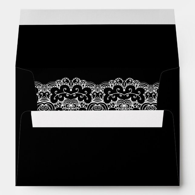 Black and White Lace Wedding Envelope (Back (Bottom))