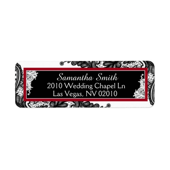 Black and White Lace Wedding Labels (Front)